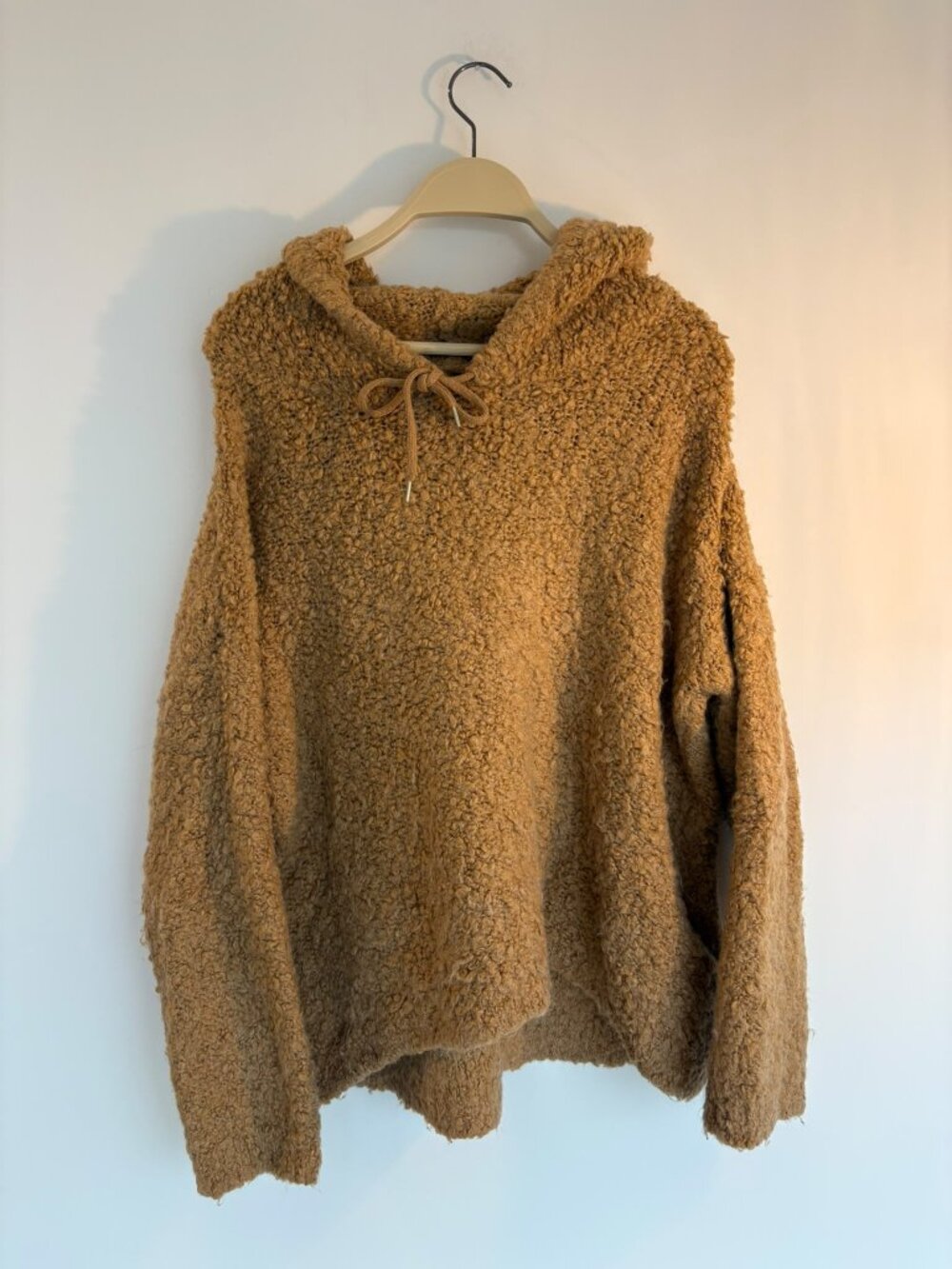 Sandro Paris Camel Bouclé Mohair & Wool Hoodie